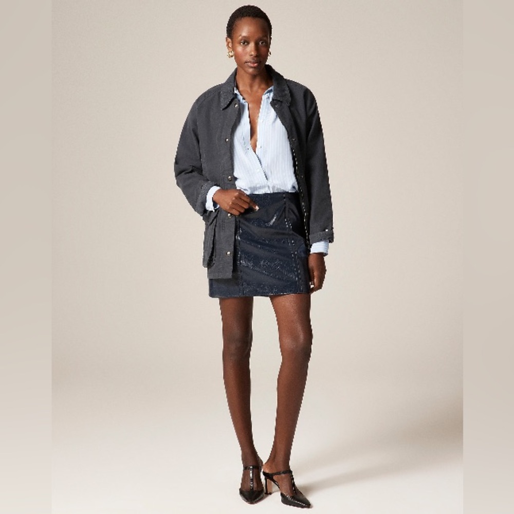 J.Crew Tall Mini skirt in distressed faux leather CN812